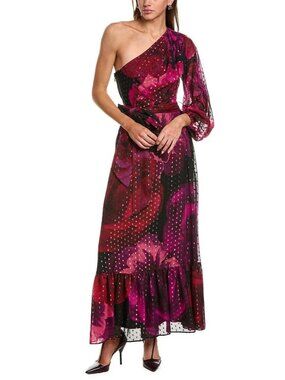 Taylor Black English Rose One Shoulder Maxi Dress Size 12